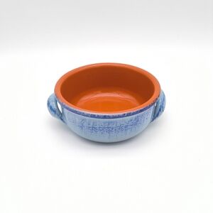 De Silva Italian Terracotta Handled Soup Bowl Light Blue Glazed - Made in Italy